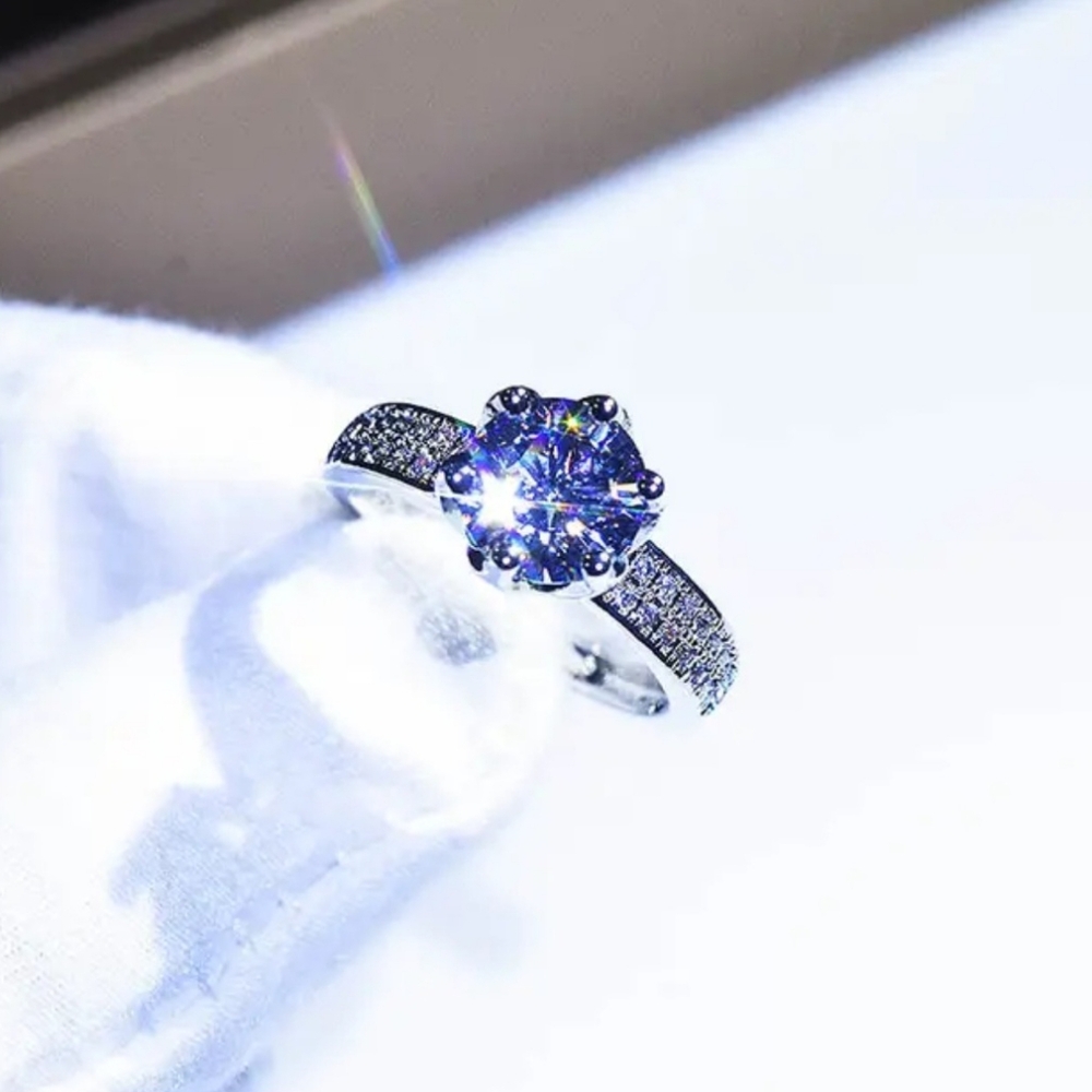 Women's rings 925 sterling silver CZ and rhinestone size resized - Picture 2 of 4